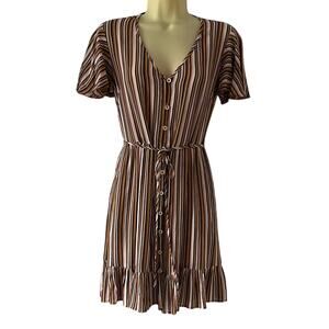 Xhilaration Target Striped Brown and White Women's Dress Size XS